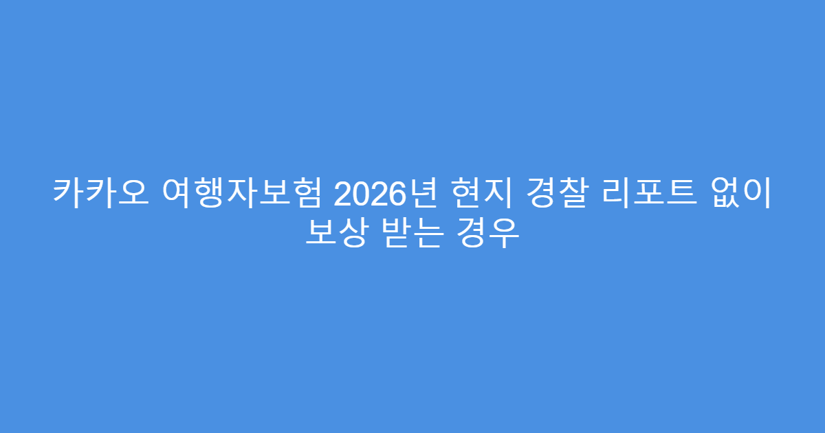 카카오 여행자보험 2026년 현지 경찰 리포트 없이 보상 받는 경우