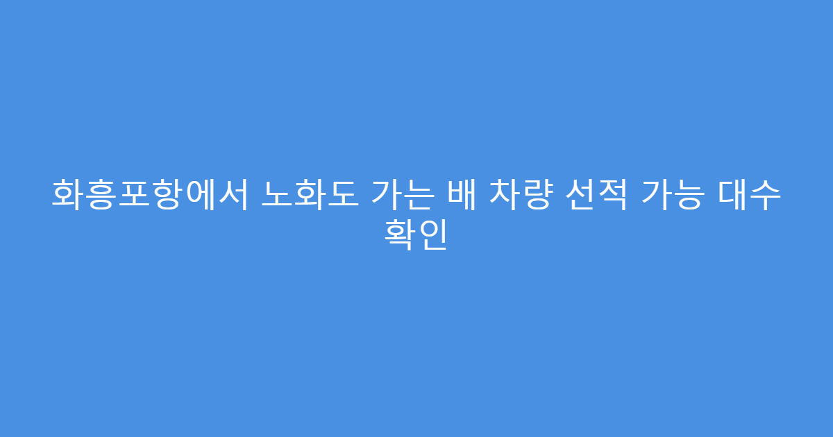 화흥포항에서 노화도 가는 배 차량 선적 가능 대수 확인