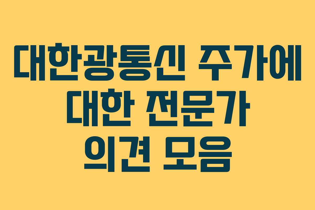대한광통신 주가에 대한 전문가 의견 모음