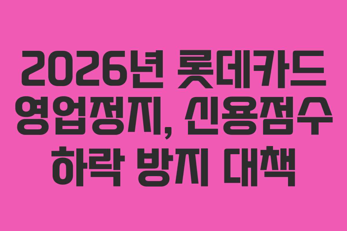 2026년 롯데카드 영업정지, 신용점수 하락 방지 대책