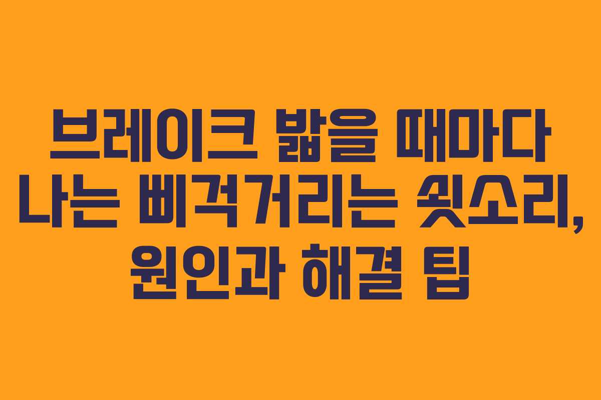 브레이크 밟을 때마다 나는 삐걱거리는 쇳소리, 원인과 해결 팁