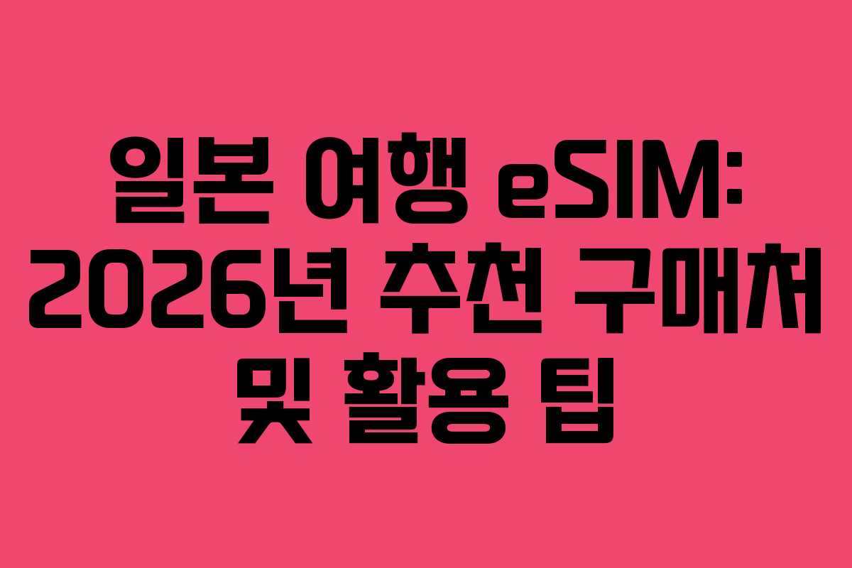 일본 여행 eSIM: 2026년 추천 구매처 및 활용 팁