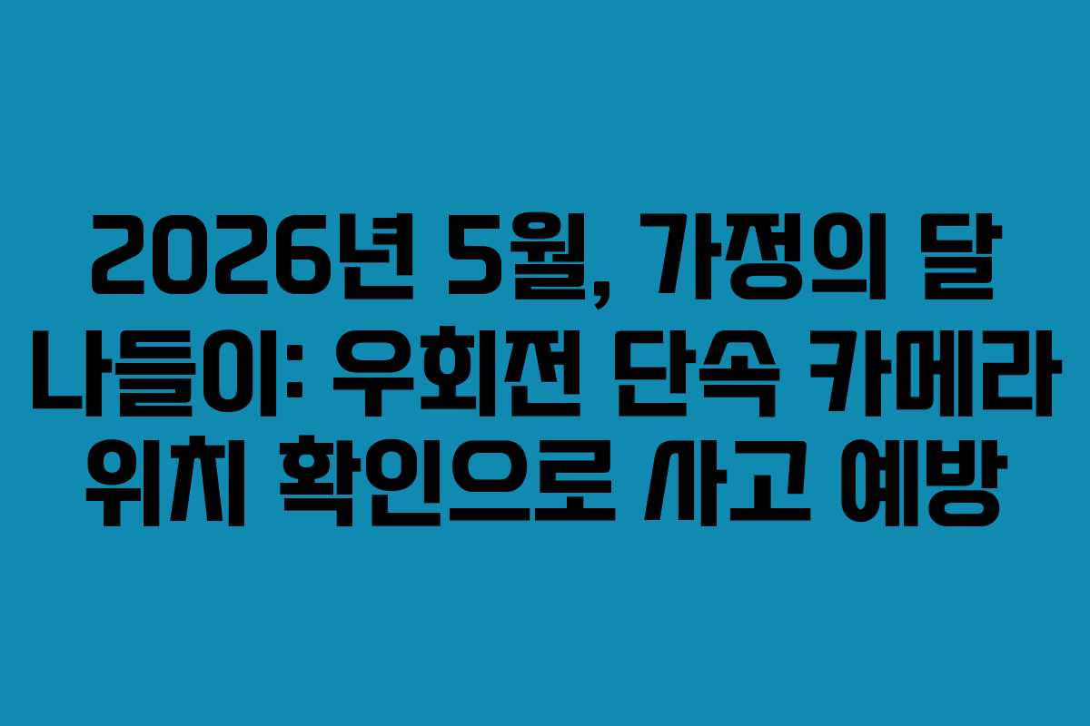 2026년 5월, 가정의 달 나들이: 우회전 단속 카메라 위치 확인으로 사고 예방