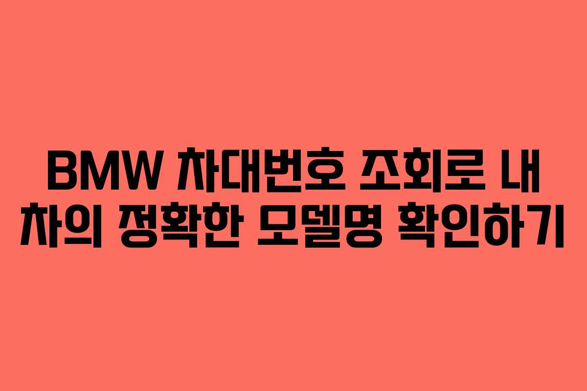 BMW 차대번호 조회로 내 차의 정확한 모델명 확인하기