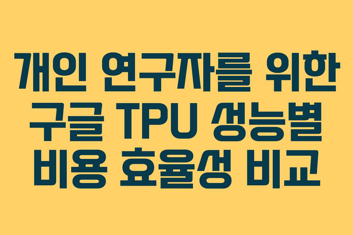 개인 연구자를 위한 구글 TPU 성능별 비용 효율성 비교
