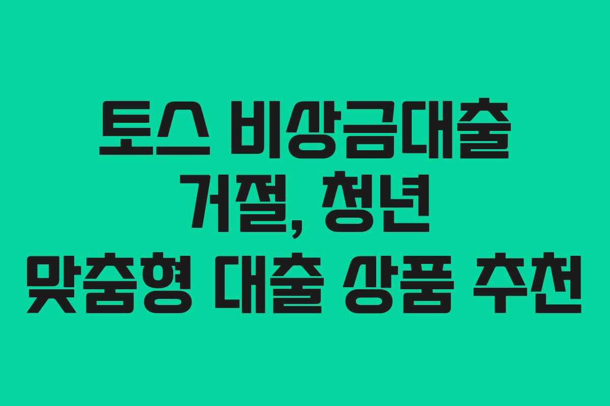 토스 비상금대출 거절, 청년 맞춤형 대출 상품 추천