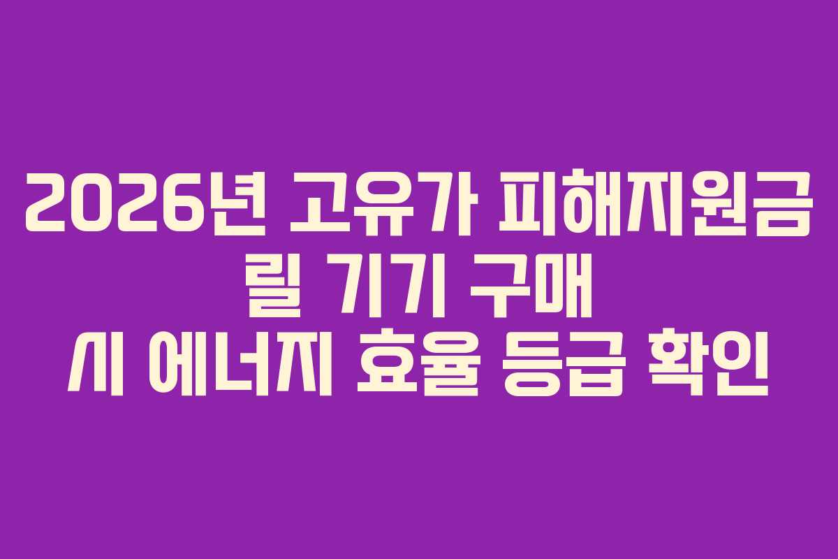 2026년 고유가 피해지원금 릴 기기 구매 시 에너지 효율 등급 확인