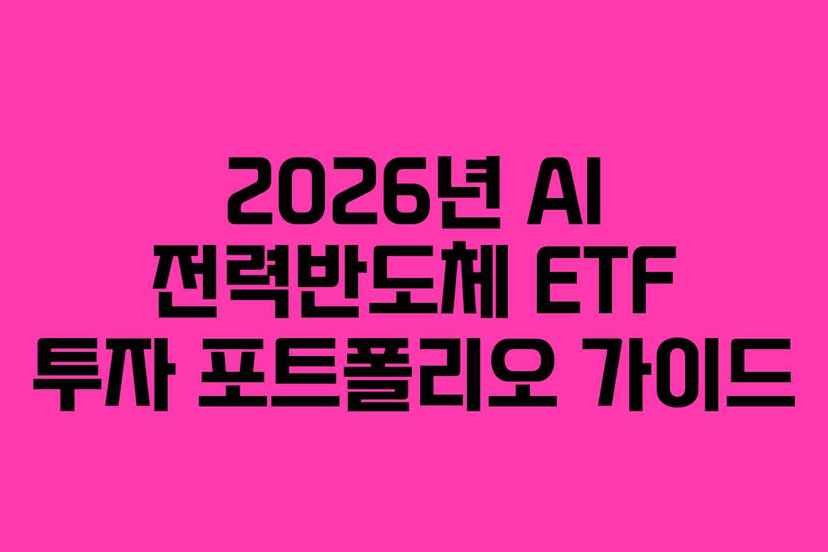 2026년 AI 전력반도체 ETF 투자 포트폴리오 가이드