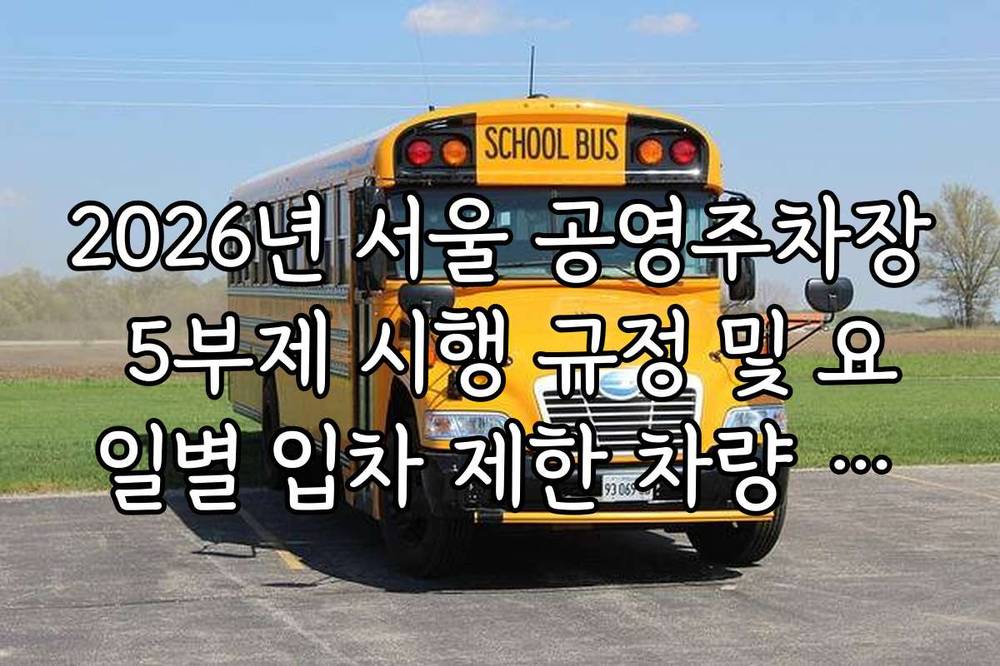 2026년 서울 공영주차장 5부제 시행 규정 및 요일별 입차 제한 차량 정리