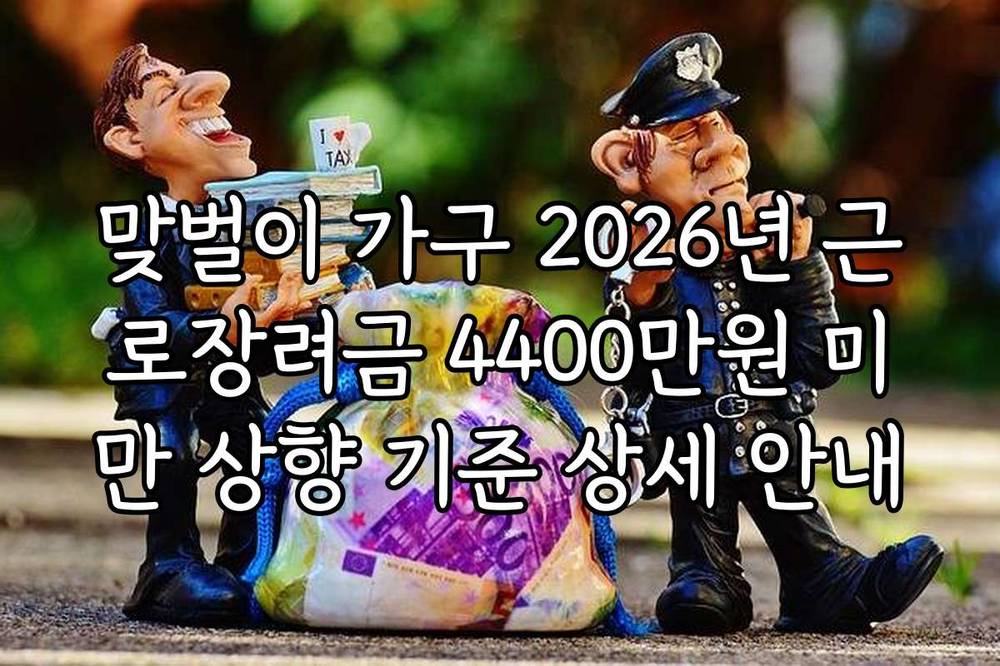 맞벌이 가구 2026년 근로장려금 4400만원 미만 상향 기준 상세 안내