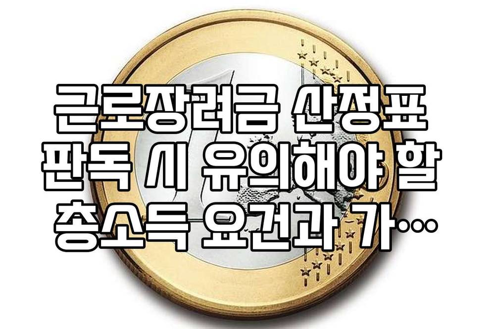 근로장려금 산정표 판독 시 유의해야 할 총소득 요건과 가구원 범위