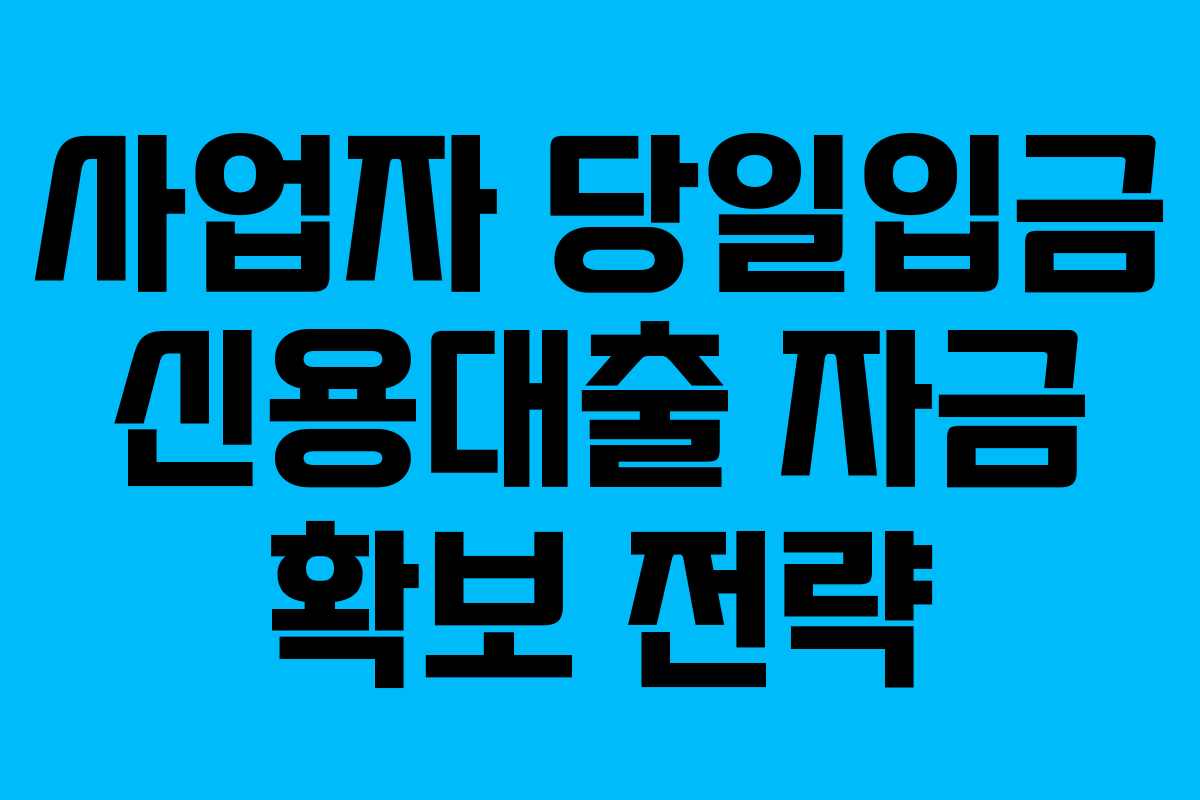 사업자-당일입금-신용대출-자금-확보-전략