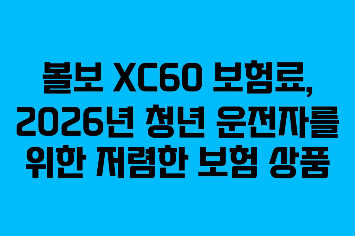 볼보-XC60-보험료,-2026년-청년-운전자를-위한-저렴한-보험-상품