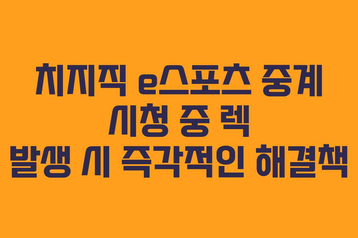 치지직-e스포츠-중계-시청-중-렉-발생-시-즉각적인-해결책